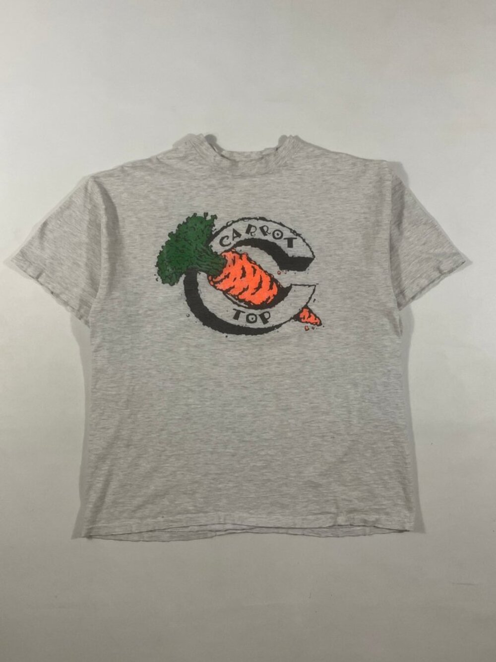 Vintage 90s Carrot Top Distressed Heather Gray Graphic Single Stitch Tee